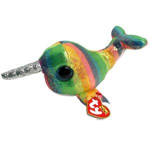 Ty Beanie Boos New Nori Rainbow Norwhal Plush Stuffed Animal Toy 8.5 in length